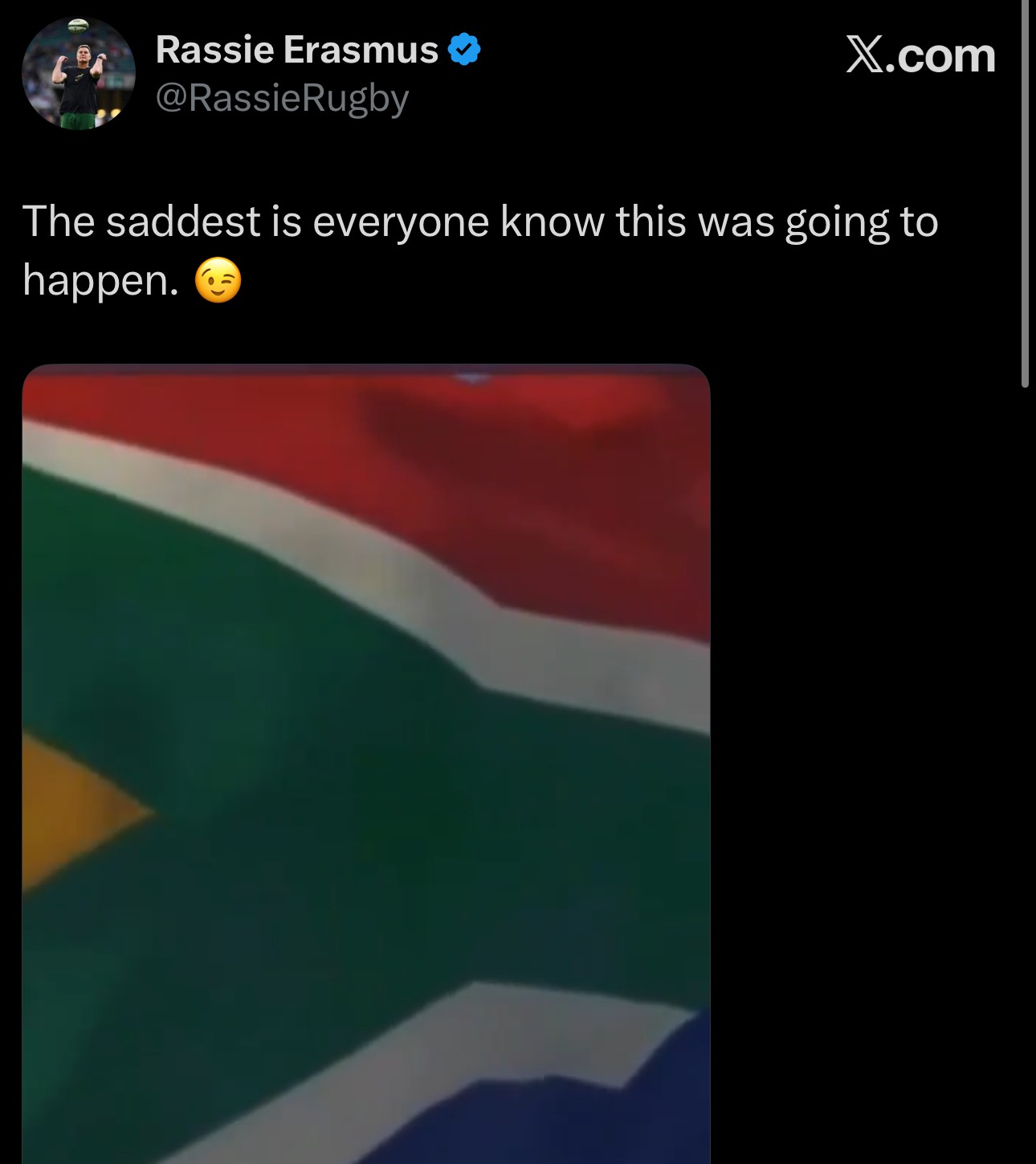Rassie Erasmus post on X: The saddest is everyone know this was going to happen