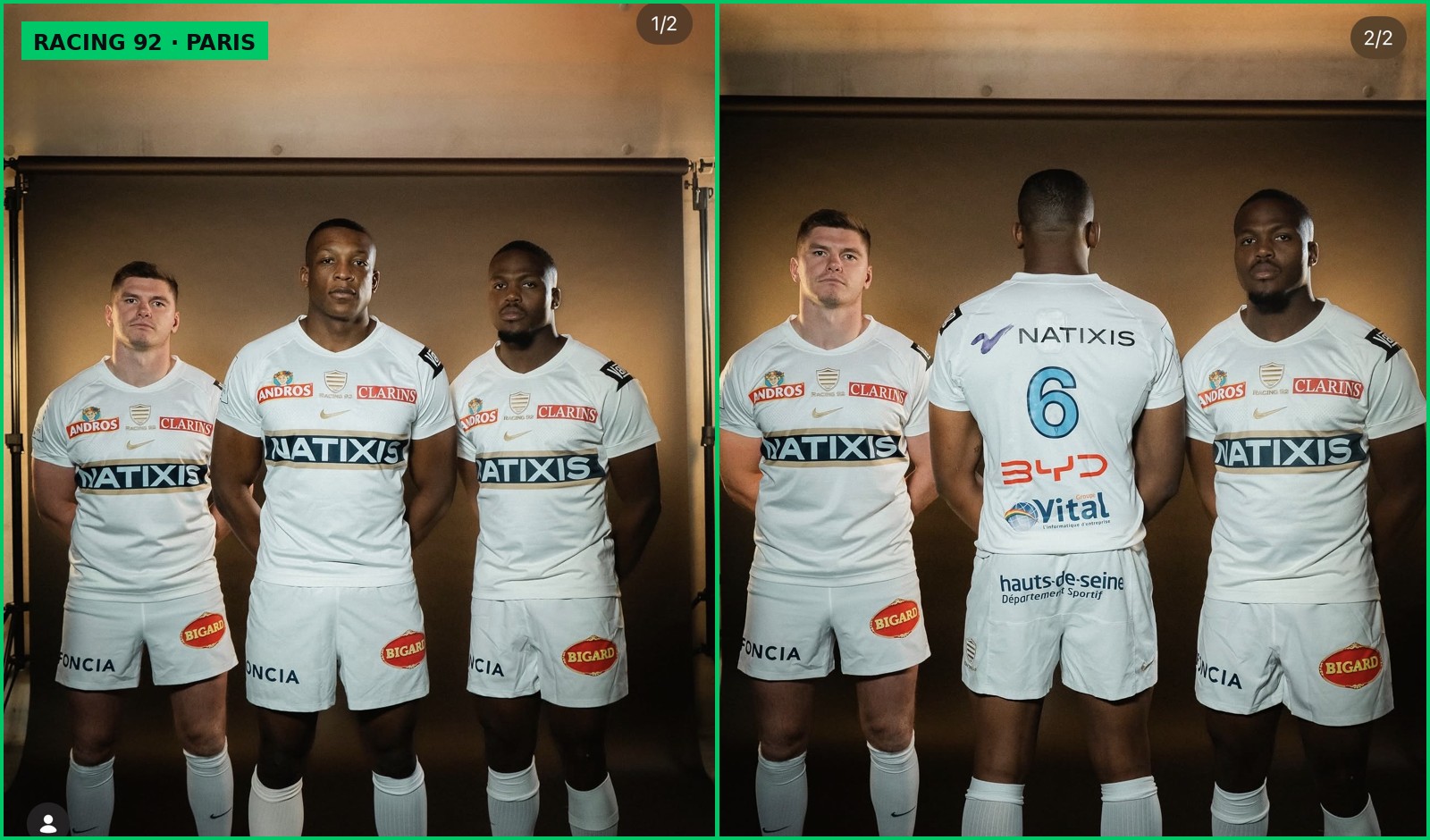 Racing 92, Paris — lined up alongside Owen Farrell (far left). Dayimani wore No. 6.