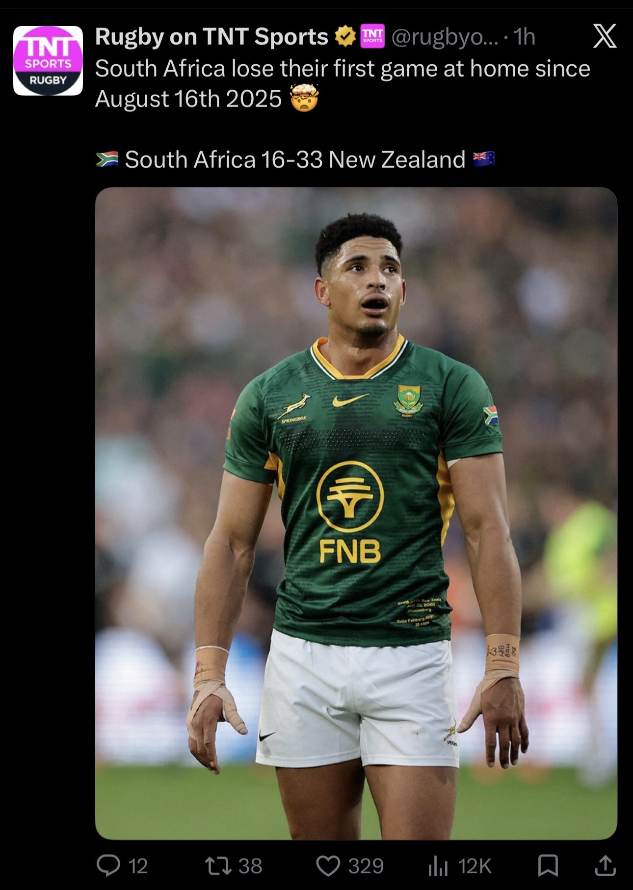 South Africa 16-33 New Zealand